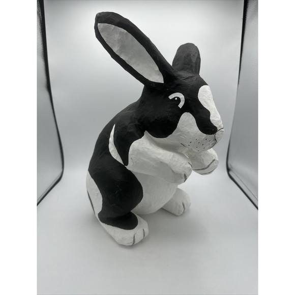 Dept 56 Bunny Rabbit Papier Paper Mache Large Black White Easter RARE - Picture 8 of 16